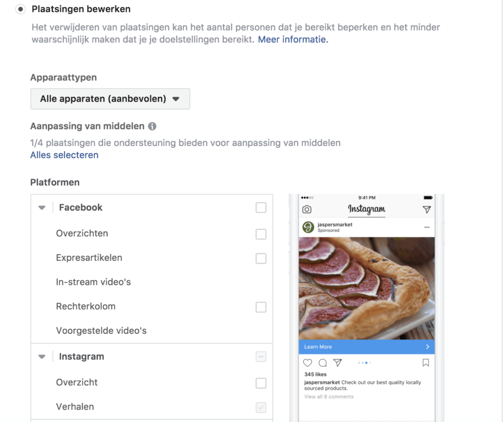 Instragram Stories Adverteren