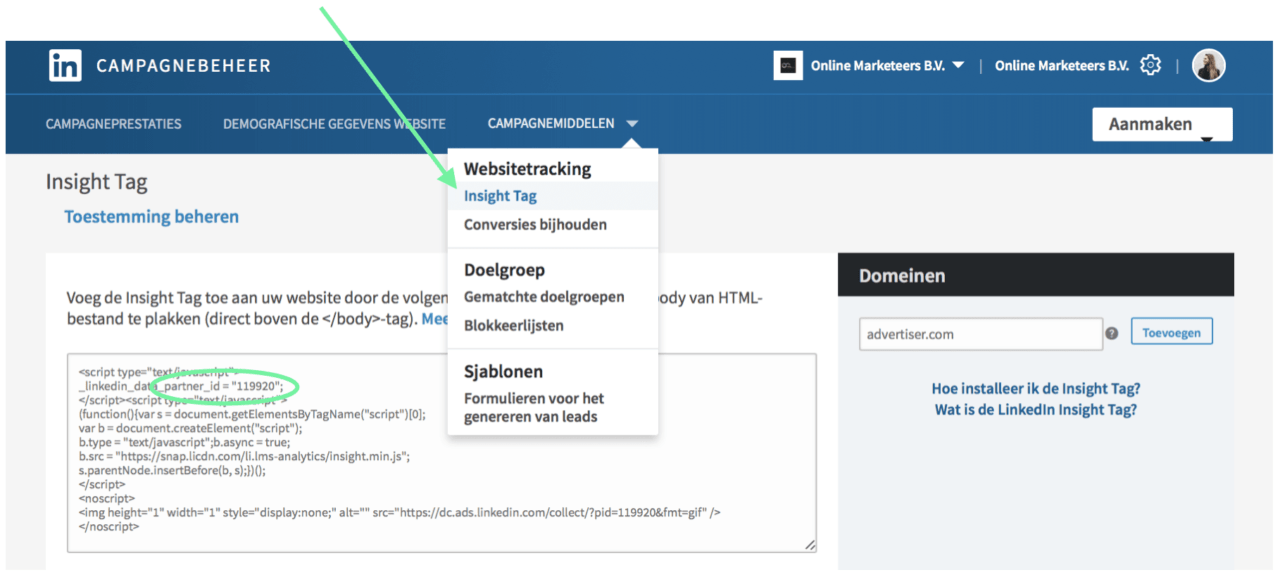 Insight Tag Koppelen Aan Linked In Campagnebeheer