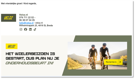 e-mailhandtekening van Veloz
