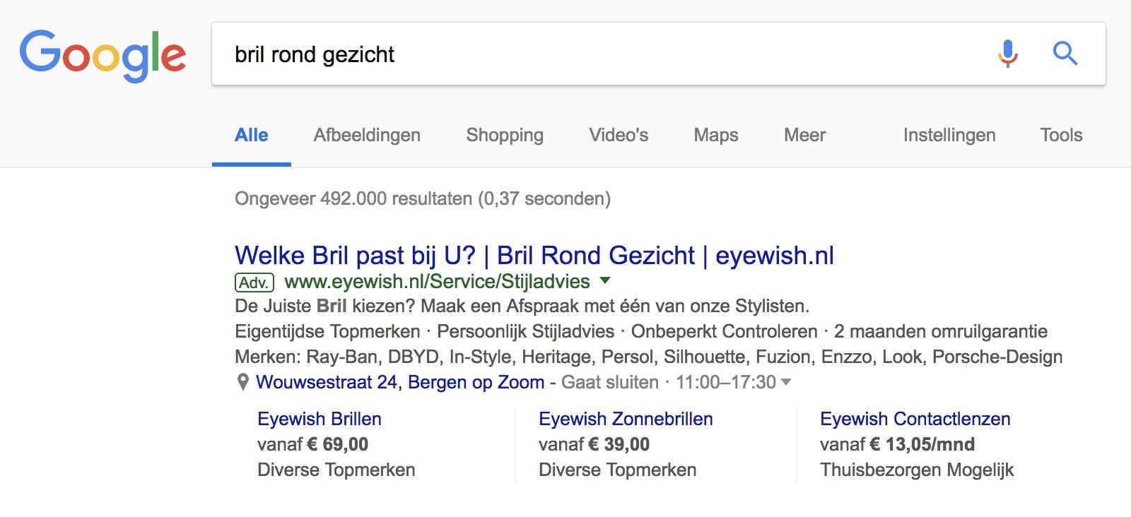 Advertentie met passende landing page
